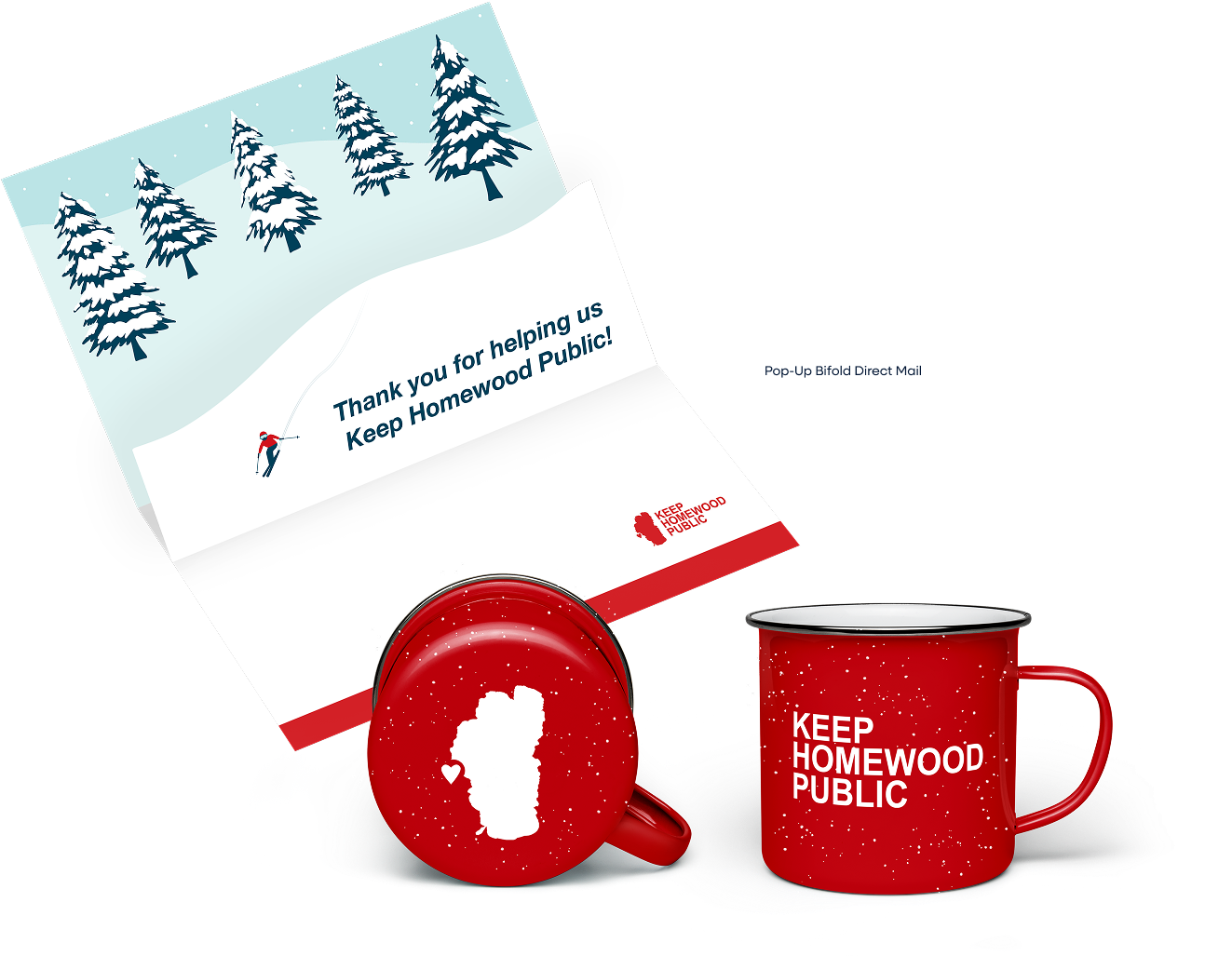 pop-up bifold and mugs